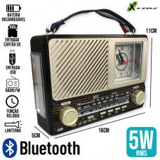 Caixa de Som Rádio Bluetooth 5W Retrô K-311 X-Cell - Preta